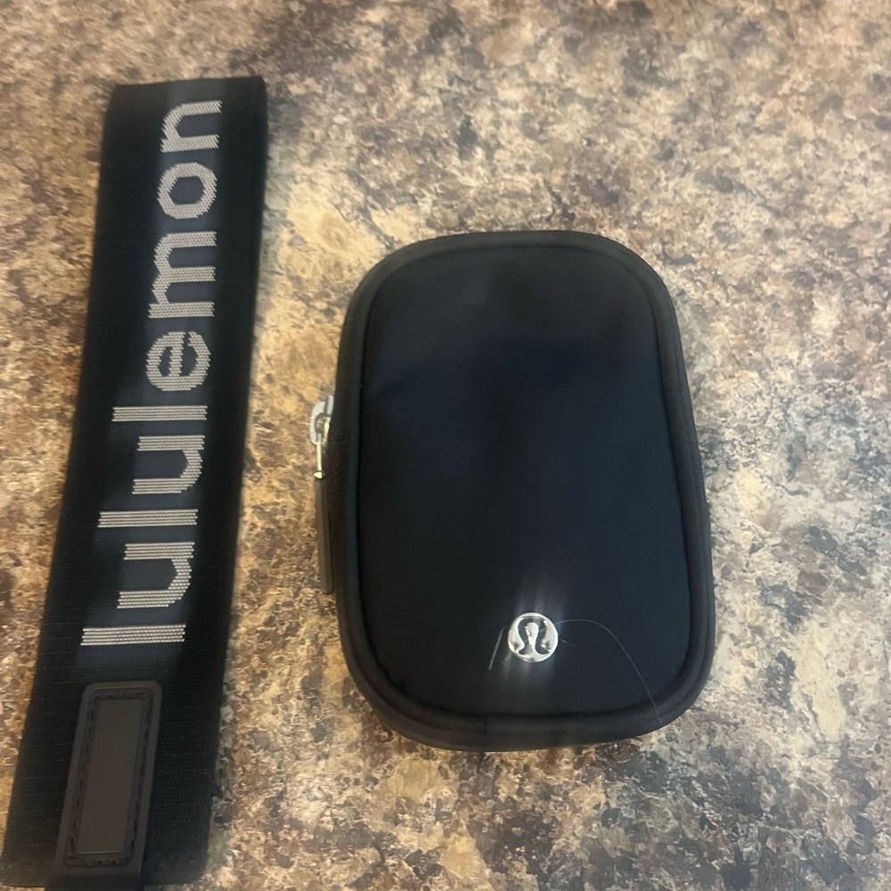 Lululemon Black Never Lost Keychain and Clippable Nano Pouch